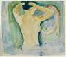 August Macke / Half-length Female Nude Standing Before a Mirror / c.1911