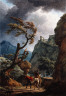 Claude Joseph Vernet / Soldiers in a Mountain Gorge, with a Storm / 1798