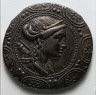 Greece, Macedonia, 2nd Century BC / Tetradrachm: Macedonian Shield with Bust of Artemis (obverse) / 158-149 BC