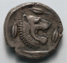 Greece, 5th Century BC / Tetradrachm: Lion (reverse) / 466-422 BC