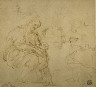 Vincenzo Tamagni / Sketches of Virgin and Child, Seated Figure, and Landscape / c. 1530