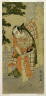 Katsukawa Shunsho / The actor Otani Hiroji III in a stage pose (mie) before a shrine gateway / Edo period, 1769-1770