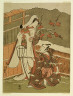 Ippitsusai Buncho / The actors Arashi Sangoro II as Minamoto no Yoritomo disguised as the Hat Maker (Eboshi Ori) Daitaro, and Segawa Kikunojo II as the Snow Woman (Yuki Onna), in the dance sequence 'Oyama Beni Yuki no Sugao' (Courtesan's Rouge on a Snow White Face) / Edo period, 1770