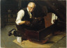 Norman Rockwell / Grandpa's Gift (Grandfather Varnishing the Cradle) / ca. 1920