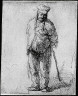 Rembrandt van Rijn / Ragged Peasant with his hands behind him, holding a stick / about 1630