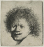 Rembrandt Harmensz. van Rijn / Self Portrait with Long Bushy Hair: Head Only / about 1631