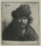 Rembrandt Harmensz. van Rijn / Self Portrait in Fur Cap and Robe / before 1630