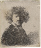 Rembrandt Harmensz. van Rijn / Self Portrait with Curly Hair and White Collar: Bust / about 1630