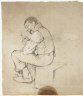 James Goodwyn Clonney / Man Seated Holding a Pipe (Study for IN THE WOODSHED) / about 1838