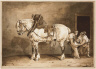 Jean Louis André Théodore Gericault / Dappled Draught Horse Being Shod (Cheval gris pommelé chez la Marechal ferrant) / about 1823