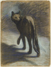 Th??ophile-Alexandre Steinlen / Prowling Cat; verso: Male Nude Figure Study / not dated