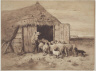 Anton Mauve / Shepherd with Herd and Dog entering Sheepcote / not dated