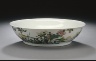 China, Jiangxi Province, Jingdezhen / Bowl (Wan) with St. John's Wort, Rose Mallow, Gardenia, and Poem / Late Qing dynasty, about 1800-1911, but with Yongzheng mark, 1723-35