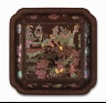 China / Square Dish (Die) with Scholars in Landscape / Qing dynasty, Kangxi period, 1662-1722