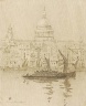 George Elbert Burr / Untitled (transfer drawing for Misty Day, Paul's Wharf,  London) / ca. 1900