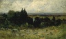 Edward Mitchell Bannister / Untitled (landscape, fields with rocks and trees) / 1893