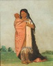 George Catlin / Tsee-moúnt, Great Wonder, Carrying Her Baby in Her Robe / 1832