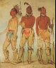 George Catlin / Mun-ne-pús-kee, He Who Is Not Afraid; Ko-ha-túnk-a, Big Crow;  and Nah-cóm-ee-shee, Man of the Bed, Three Young Warriors / 1834