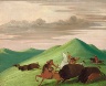 George Catlin / Buffalo Chase, Bull Protecting a Cow and Calf / 1832-1833