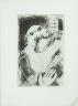 Marc Chagall / Untitled (represents Greed), between pgs. 98 and 99, in the book Les Sept péchés capitaux (The Seven Deadly Sins) by multiple authors (Paris: Simon Kra, 1926). / 1926