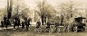 Frederick W. Brehm / Police officers with horses, motorcycles and police van / ca. 1915