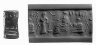 Iran / Cylinder seal and modern impression: worshipper before a seated ruler or deity; seated female under a grape arbor / early 2nd millennium B.C.