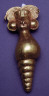 Unknown / Whistle pendant with shell base and human head / Pre-Columbian