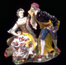 Meissen factory / Figurine group from comedy, "Columbine and Pantalone" / 1730