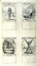 Jacques Callot / St. Liverius,Martyr, November 28; St. Saturninus, Bishop Martyr, November 29; St. Joscion, Monk, November 30; St. Andrew the Apostle, November 30; one hundred and eighth plate from the book, Les IMAGES DE TOUS/LES SAINCTS ET SAINTES /DE LANNÉE... (Images of All the Saints of the Year...)(Paris: Chez Israël Henriet, 1636) / 1636
