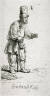 Rembrandt Harmensz van Rijn / Peasant in a High Hat, Standing, Leaning on a Stick / 1639