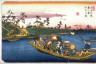 Eisen / The Ferry on the Toda River near Warabi, Station 3 on the Kisokaido (Warabi no eki todagawa watashi),   from the series  Sixty-nine Stations of the Kisokaido (Kisoji no eki) / circa 1835 - 1836