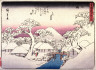 Hiroshige / Mishima, no. 12 from a series of Fifty-three Stations of the Tokaido (Tokaido gojusantsugi) / circa 1838 - 1840