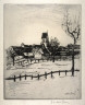 Théophile Alexandre Steinlen / Winter landscape--village with church in center / 19th - 20th century