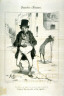 Honoré Daumier / En voila un de jobard! moi je suis de l'avis du proverbe: "Ce qui est bon à prendre est bon à garder." no. 12 from the series Proverbes et maximes published in Le Charivari, 20 October 1840 / 1840