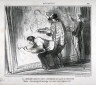 Honoré Daumier / La dernière semaine avant l'ouverture du Salon de peinture/ Choeur. _ Du courage, à l'ouvrage, les amis sont toujours là!... no. 399 of the series Actualités / 1857