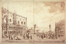 manner of Giacomo Guardi / The Piazzetta, Looking to the Sea (Venice) / 19th Century