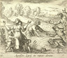 Antonio Tempesta / Agrestes Lycij in ranas abeunt ( Latona Turning the Lycian Peasants into Frogs), pl. 56 from the series Ovids Metamorphoses / 17th century