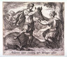 Antonio Tempesta / Atalantae caput exuviasqz apri Meleager offert (Meleager Offering Atalanta the Head of the Boar), pl. 77 from the series Ovids MetamorphosesAtalantae caput exuviasque apri Meleager offert / 17th century