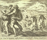 Antonio Tempesta / Caenis in virginitatis amissae solatium in virum fortissm. a Neptuno transformatur (The Rape of Caenis), pl.115   from the series Ovids Metamorphoses / 17th century