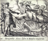 Antonio Tempesta / Berecynthia Aeneae classem in Nymphas transformat (The Trojan Ships Changed into Nymphs), pl.140 from the series Ovids Metamorphoses / 17th century