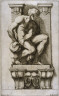 Giuseppe Maria Mitelli / Man Subduing a Harpy , one of eight unnumbered plates of L'Enea Vagante Pitture dei Caracci (Wanderings of Aeneas Painted by the Carracci), from of a set of twenty prints after the paintings by Ludovico, Annibale, and Agostino Carracci in the Palazzo Fava, Bologna / 1663