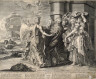 After Peter Paul Rubens / ...Ne et Sulphure Pluit supra Sodomam et Gomorham... (The Angel Urges Lot to Take His Wife and Daughters Out of Sodom) , Genesis 19:15, after a composition by Peter Paul Rubens from a group of Biblical illustrations printed by C. J. Visscher / 17th century