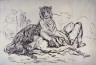 after Ferdinand-Victor-Eugène Delacroix / Lioness Devouring a Man( late 19th century copy) / 18th - 19th century