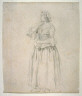 Francois-Louis-Joseph-Watteau (Watteau de Lille) / Standing Female Figure, right hand at chin / 18th - 19th century