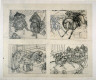 Toshimitsu / Sheet of 4 sketches / 19th - 20th century