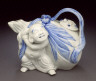 Japan / Sake vessel (tokkuri) in the form of Hotei with his bag / 1800-1900