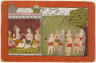 India, Jammu, Mankot, 18th century / Folio from a Ramayana: Lakshmana Meets with Tara, Sugriva, and Hanuman in the Palace of Kishkandha / circa 1700