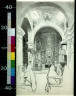 Ernest Peixotto / Interior of San Xavier : a priest in embroidered vestments was exhorting them in Spanish / 1915