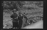 Arnold Genthe / Three Ainu children standing in a garden / 1908