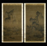 Unidentified Artist, in the style of An Kyon (active ca. 1440-1470) / Landscapes in the Style of An Kyon. Right: Autumn Moon over Lake Dongting. Left: Evening Bell from Mist-Shrouded Temple / Choson dynasty (1392-1910), 15th century